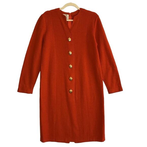 STEVE FABRIKANT VTG Wool Knit Dress 10 Orange Retro Versatile Y2K Rare Made USA - Picture 11 of 12